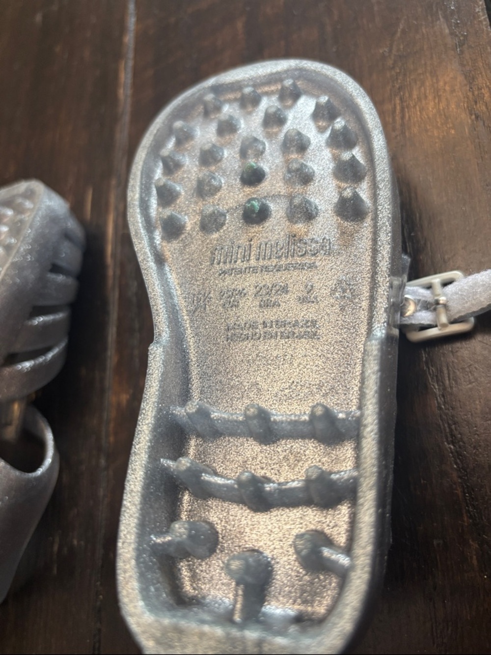 Mini Melissa Metallic Silver Glitter Jelly Sandals - Picture 7 of 10